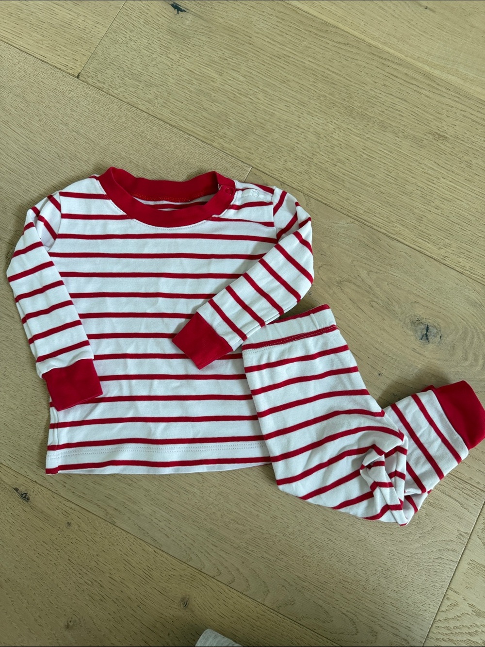 Children's Red & White Striped Pajama Set - Cozy Long Sleeve PJs